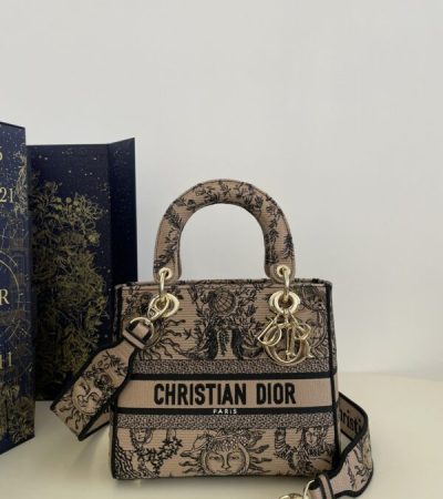 Replica Lady Dior D-Lite Beige Zodiac - 1:1 designer replica handbag