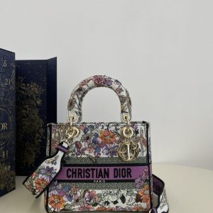 Replica Lady Dior D-Lite Purple Flowers 1 Replica Lady Dior D-Lite Purple Flowers - top-rated replica designer bag