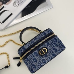 Replica Dior 30 Montaigne Vanity Denim Blue 1 Replica Dior 30 Montaigne Vanity Denim Blue - realistic designer-inspired fake bag