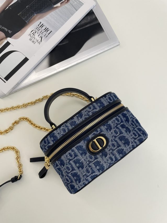 Replica Dior 30 Montaigne Vanity Denim Blue 1 Replica Dior 30 Montaigne Vanity Denim Blue - realistic designer-inspired fake bag