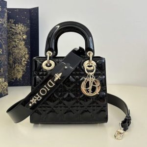 Replica Lady Dior Patent Black ABC 1 Replica Lady Dior Patent Black ABC - top-tier luxury replica shoulder bag
