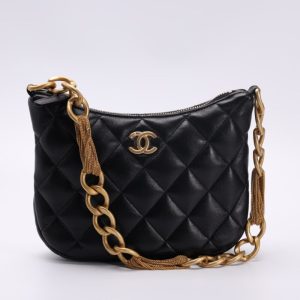 Replica CHANEL Chain Hobo Black 1 Replica CHANEL Chain Hobo Black - premium-grade designer purse dupe