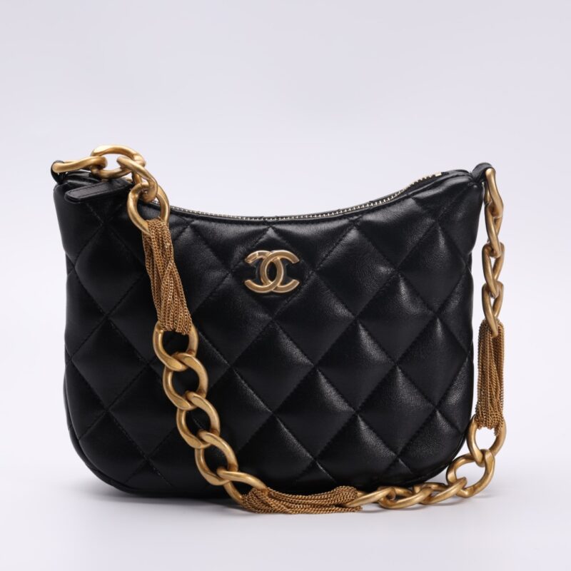 Replica CHANEL Chain Hobo Black 1 Replica CHANEL Chain Hobo Black - premium-grade designer purse dupe