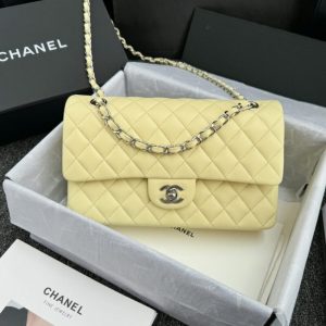 Replica CHANEL Classic Flap 25cm Yellow 1 Replica CHANEL Classic Flap 25cm Yellow - premium 1:1 fake handbag model