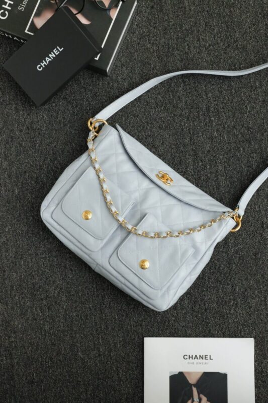 Replica CHANEL 24p Postman Small Light Blue 1 Replica CHANEL 24p Postman Small Light Blue - high-accuracy replica luxury purse