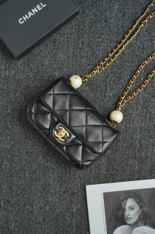 Replica CHANEL CF Double Pearl Black 1 Replica CHANEL CF Double Pearl Black - near-authentic luxury replica handbag