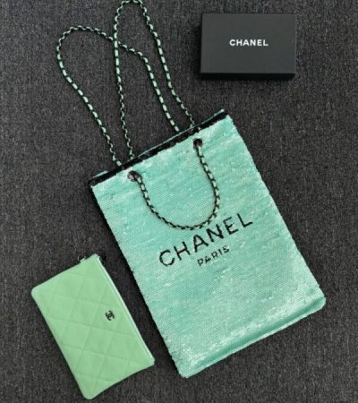 Replica CHANEL Sequin Shoulder Bag Green - elite superclone designer purse