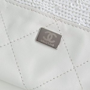 Replica CHANEL Sequin Shoulder Bag White - premium 1:1 fake handbag model