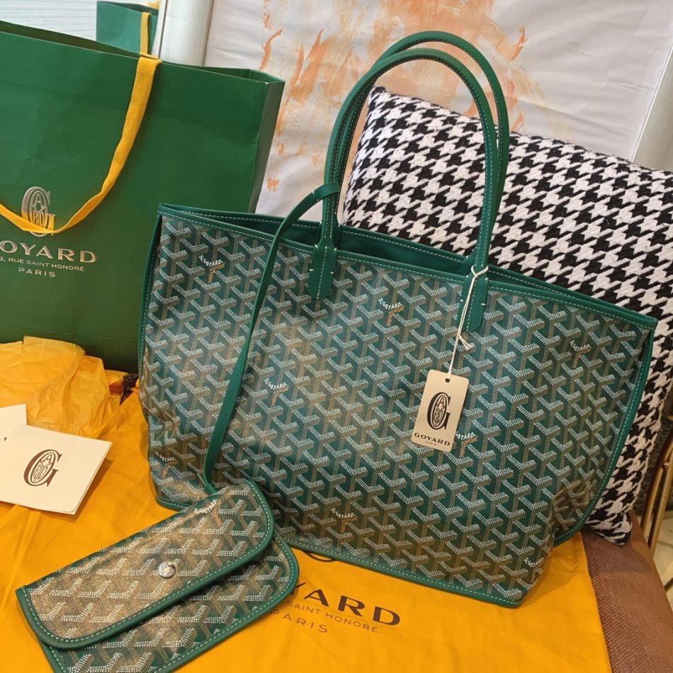 Goyard Anjou PM Green 4 Goyard Anjou PM GM Tote Replica — Reversible Goyardine and Leather