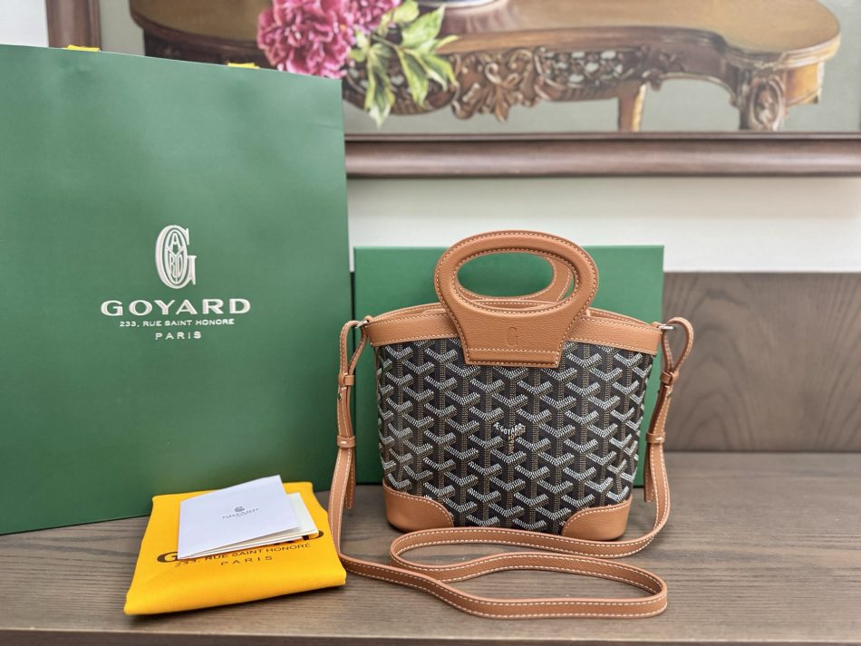Goyard Beluga Mini Brown 1 Goyard Beluga Mini Bag Knockoff — Rounded Goyardine Crossbody