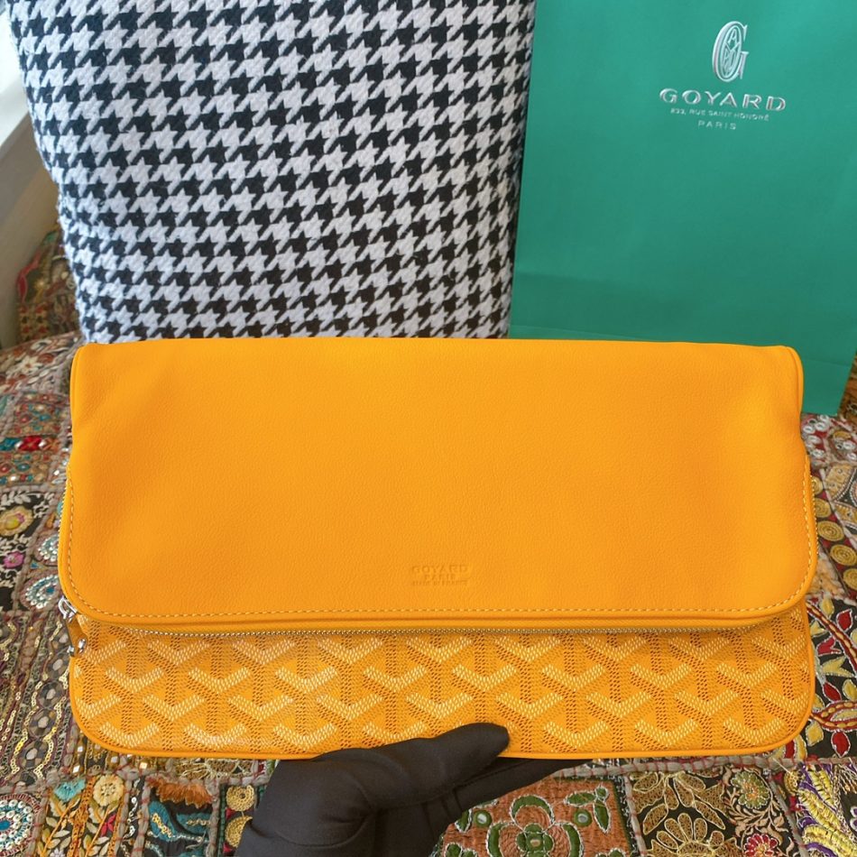 Goyard Sainte-Marie MM Yellow 1 Goyard Sainte-Marie MM Clutch Dupe — Envelope Goyardine Clutch