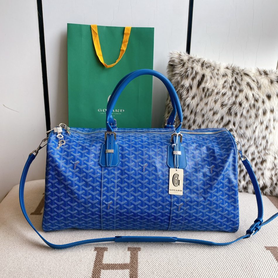 Goyard Boston 45 Sky Blue 3 Goyard Boston 45 50 Bag Dupe — Premium Goyardine Travel Duffle