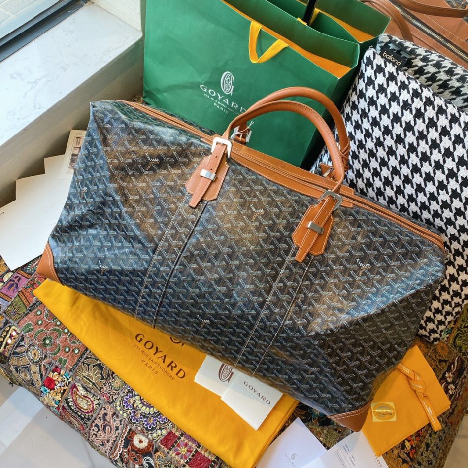 Goyard Bowling 55 Brown 2 Fake Goyard Bowling 55 Bag — Oversized Goyardine Travel Duffle