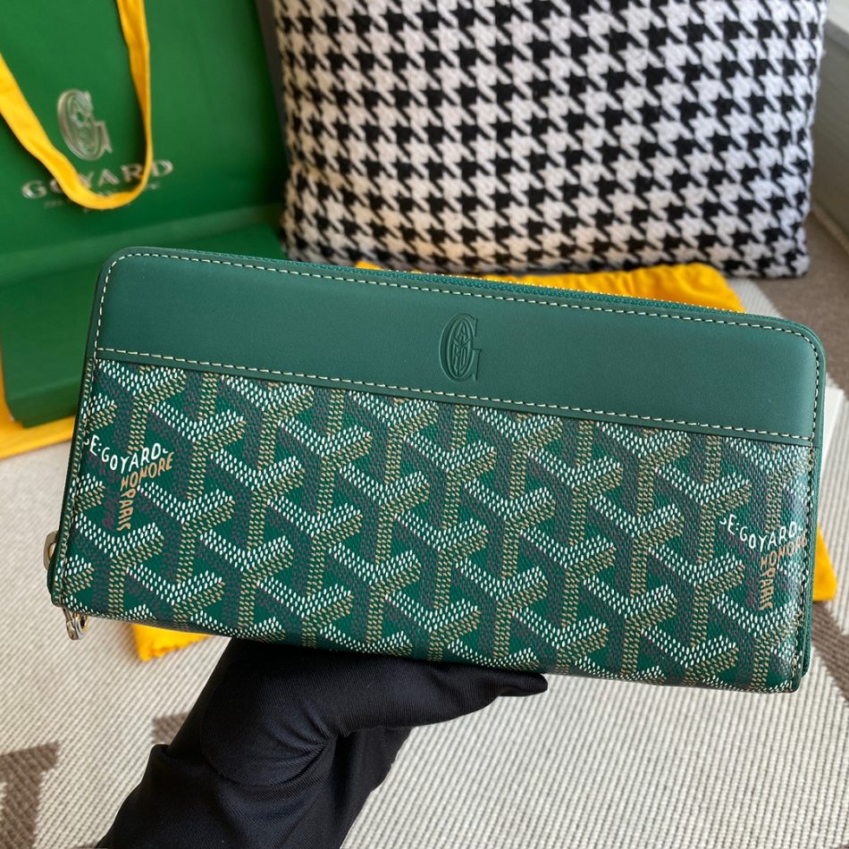 Goyard Matignon GM Green 6 Goyard Matignon GM Wallet Dupe — Premium Full-Size Goyardine