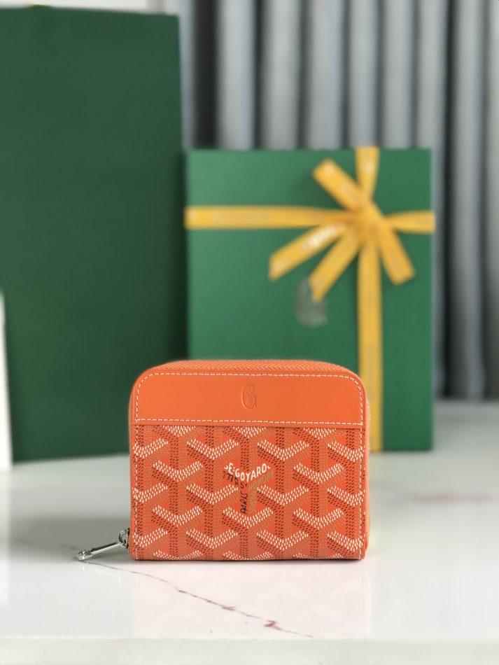 Goyard Matignon PM Orange 1 Goyard Matignon PM Mini Wallet Replica — Compact Goyardine Wallet